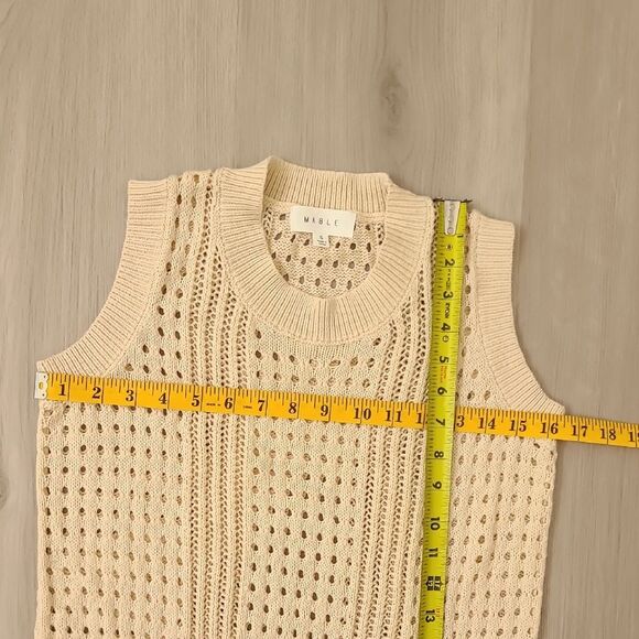 Mable Cream Sleeveless Knit Bodycon Midi Dress Swim Coverup Small Crochet Sheer - Picture 2 of 5